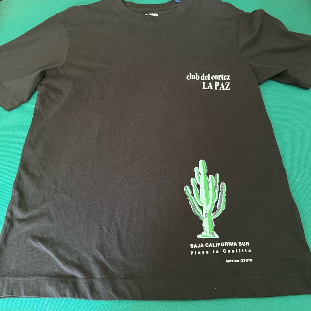 Jack and Jones Black Tee with Green Cactus Graphic